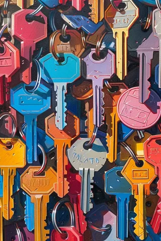 Bunte Schlüssel der Firma Schlüsseldienst Weeze